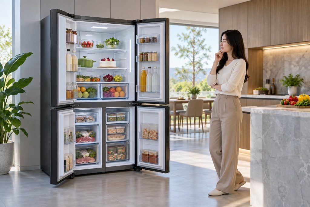 Tủ lạnh 4 cánh: Cách chọn kích thước, dung tích